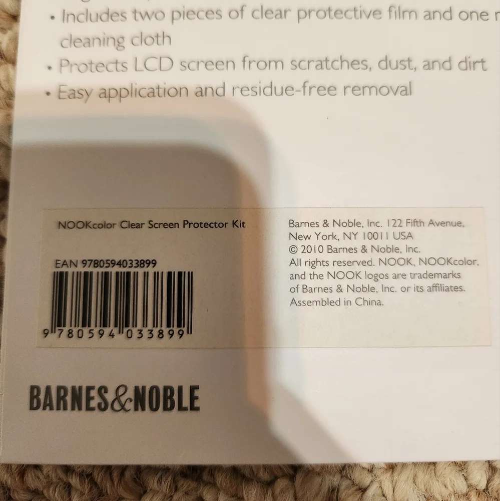 Nook Color Clear Screen Protector Kit